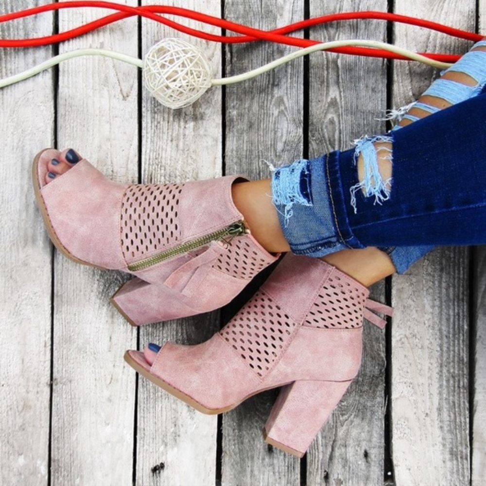 Blush Open Toe Booties - Picture 3 of 3